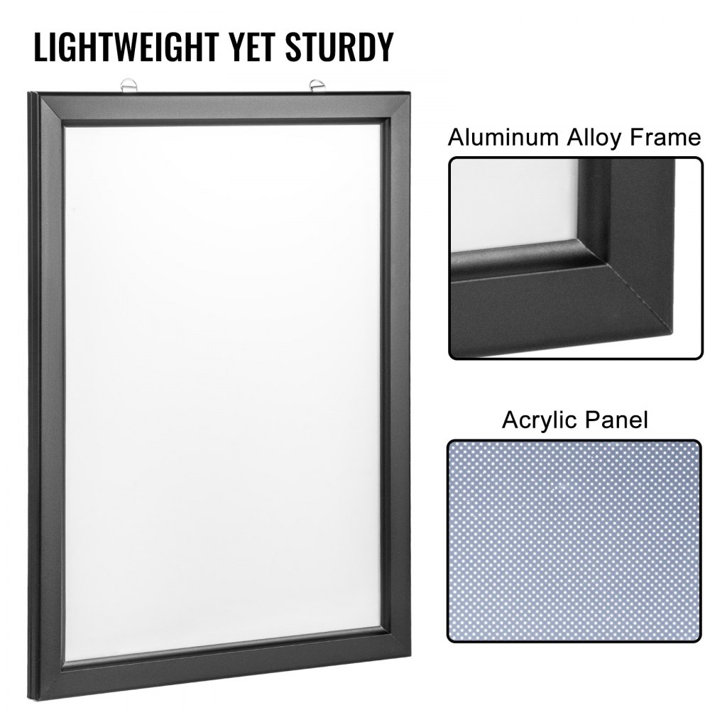 Vevor Led Leuchtrahmen Posterrahmen Leuchtdisplay Bilderrahmen 30x42 Cm Schwarz