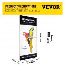 VEVOR LED-Posterrahmen 86,4 x 203,2 cm, großes Gehweg-Schild, beleuchtete LED-Lichtbox mit Aluminiumrahmen und Stabiler Basis, beleuchteter Fotorahmen für Plakatwerbung