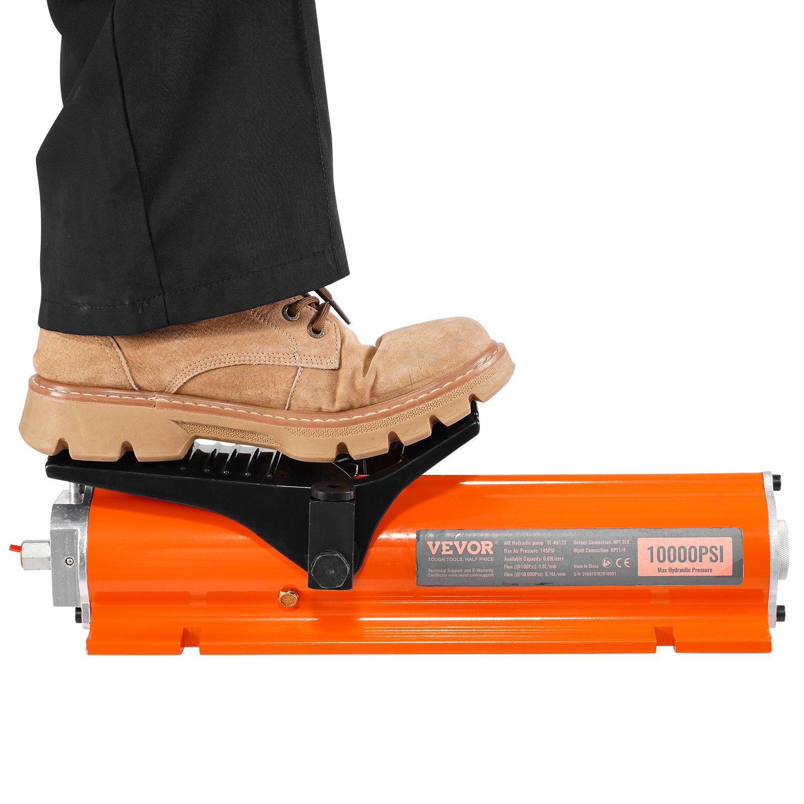 VEVOR 10.000 PSI Lufthydraulikpumpe, 0,69 L Behälter, NPT 3/8 Zoll Auslass, NPT 1/4 Zoll Einlass, luftbetätigte Fußpumpe mit Metallgehäuse, für Präzisionsindustriemaschinen und Luft- & Raumfahrtgeräte