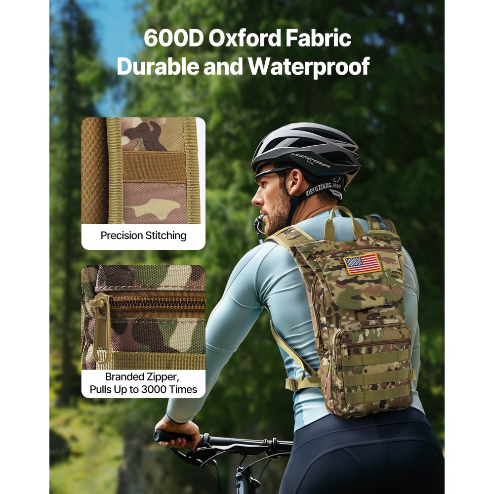 VEVOR Trinkrucksack Wasserrucksack mit 3 L TPU-Wasserblase, Wander-Trinkrucksack mit Stauraum für Männer und Frauen, Hydro-Wasser-Tagesrucksack zum Wandern, Laufen, Radfahren, Camping