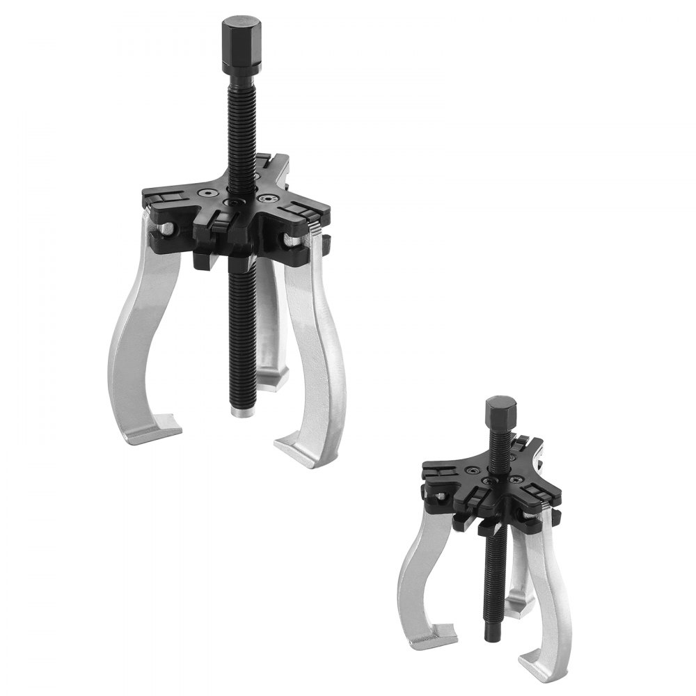 VEVOR Gear Puller Set, 7.6 cm and 17.8 cm Puller Kit, 3 Jaw Gear Bearing Flywheel Pulley Removal Tool, 2 or 3 Reversible Jaws Wheel Puller, Vertically and Horizontally, External and Internal, 2-Piece