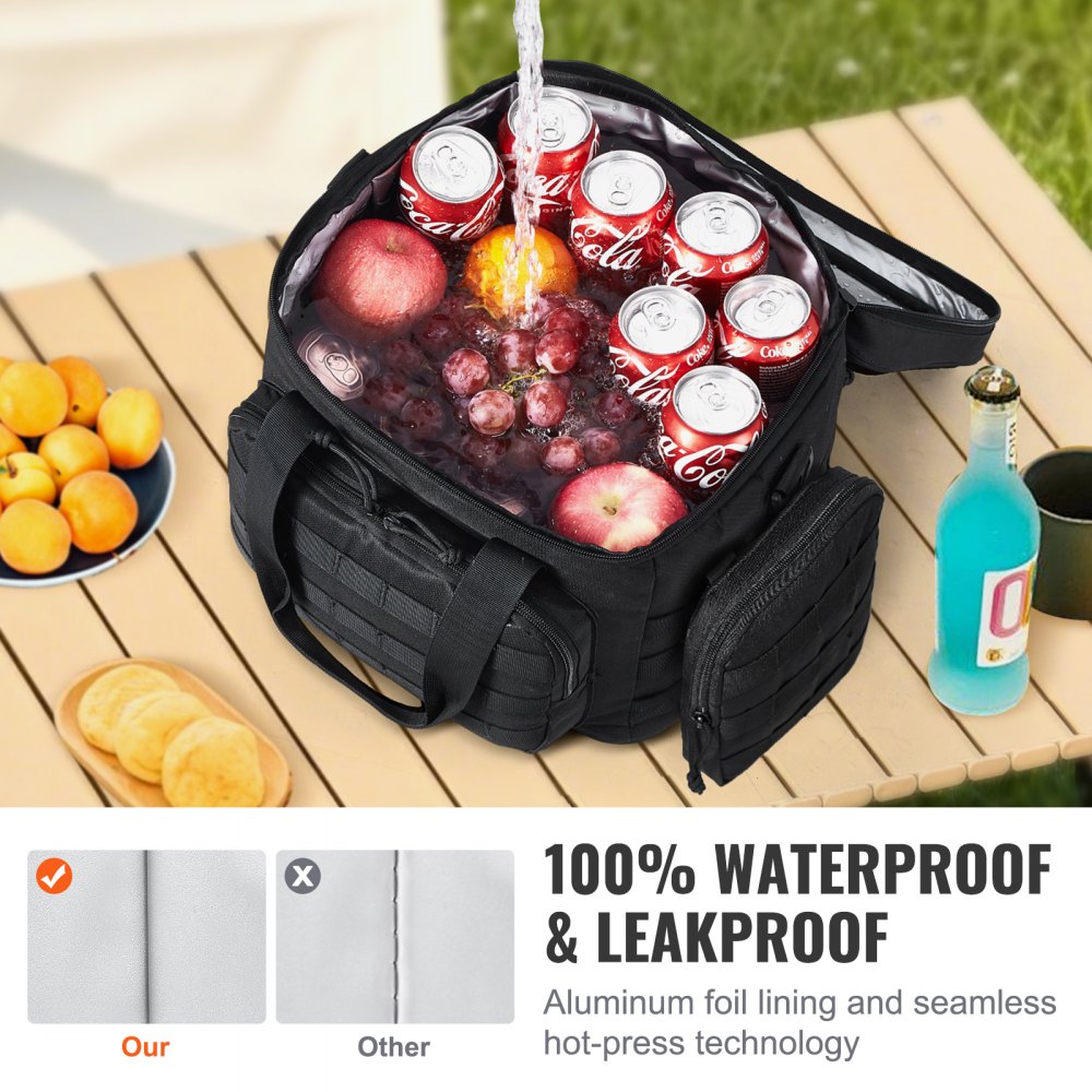 VEVOR Kühltasche isolierte Lunchtasche 20 L mit Molle-Design und mehreren Taschen, 600D Kühl-Lunchbox mit herausnehmbaren Aufbewahrungstaschen, weicher Kühler für Büro Picknick Wandern Strand