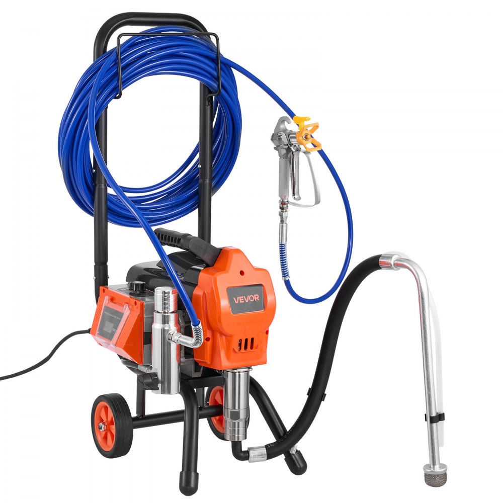 VEVOR Airless-Farbspritzgerät Sprühgerät mit Standfuß 1500 W 3300 psi, Farbsprühsystem mit Reinigungsbürste & Schlauch & Verlängerungsstange & Düsen, Farbsprühgerät für Wohnungen, Gebäude