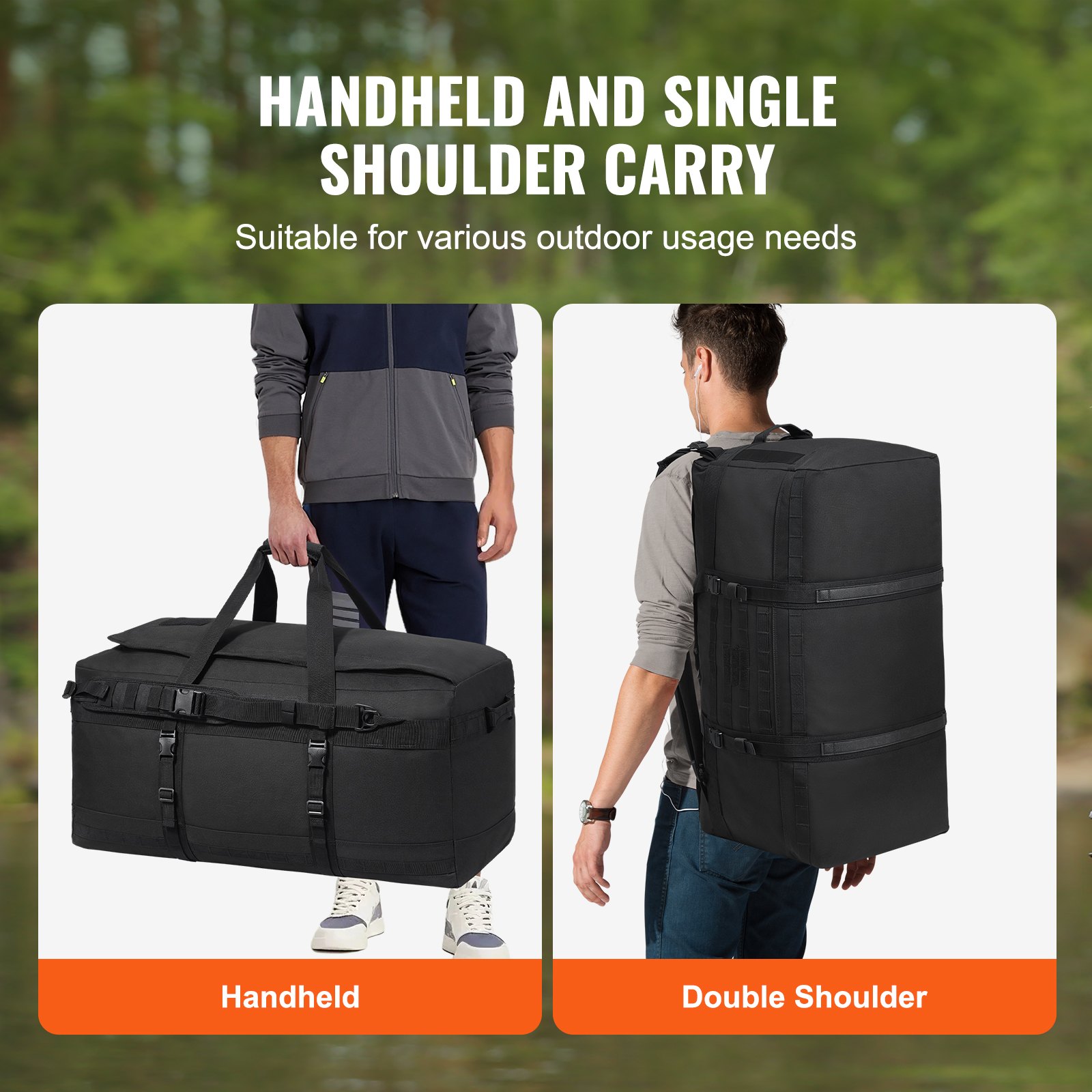 VEVOR große taktische Reisetasche Sportausrüstung 100 L mit Molle-Design & Schuhfach, militärische Reisetasche Ausrüstungstasche Rucksack für besondere Arbeit Sport Camping Kleidung Schwarz