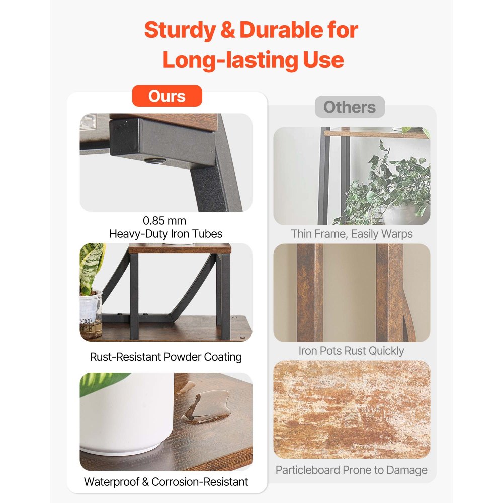 VEVOR Pflanzenständer mit Wachstumslicht, Blumentreppe mit 9 Ebenen, Blumenständer aus Metall, 3 Timer- & 10 Helligkeitsstufen, Blumenregal für die Dekoration von Wohnzimmer & Balkon, 62x28x160 cm