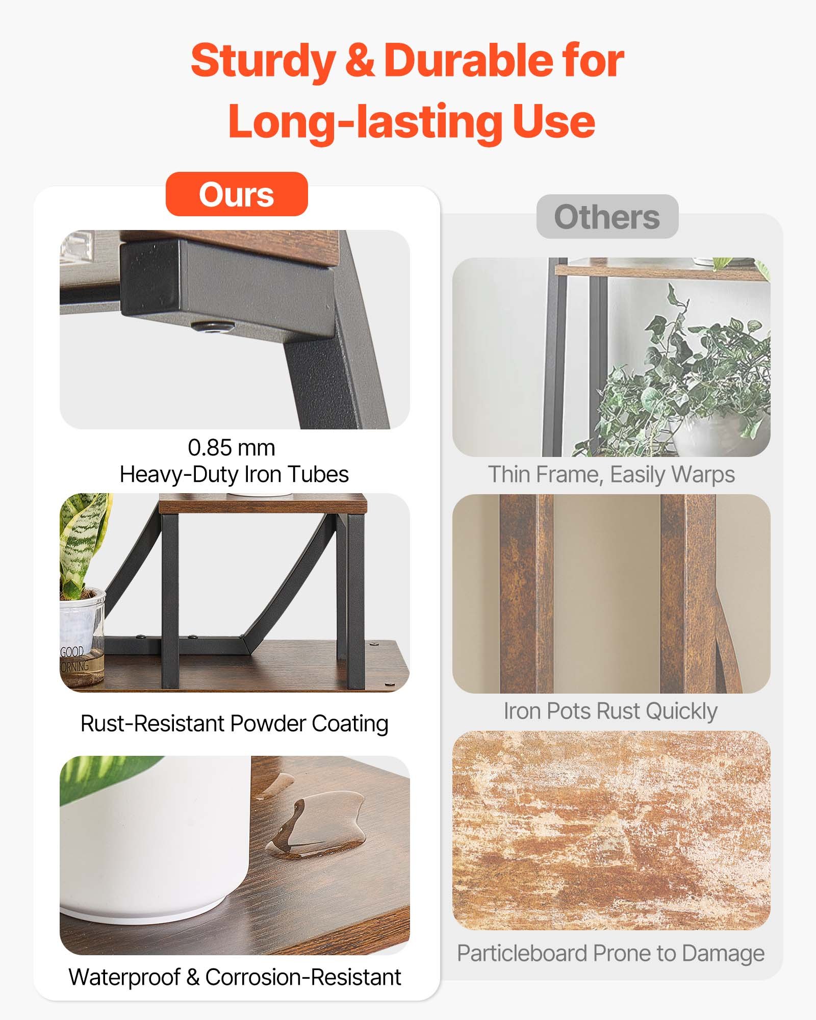 VEVOR Pflanzenständer mit Wachstumslicht, Blumentreppe mit 9 Ebenen, Blumenständer aus Metall, 3 Timer- & 10 Helligkeitsstufen, Blumenregal für die Dekoration von Wohnzimmer & Balkon, 62x28x160 cm