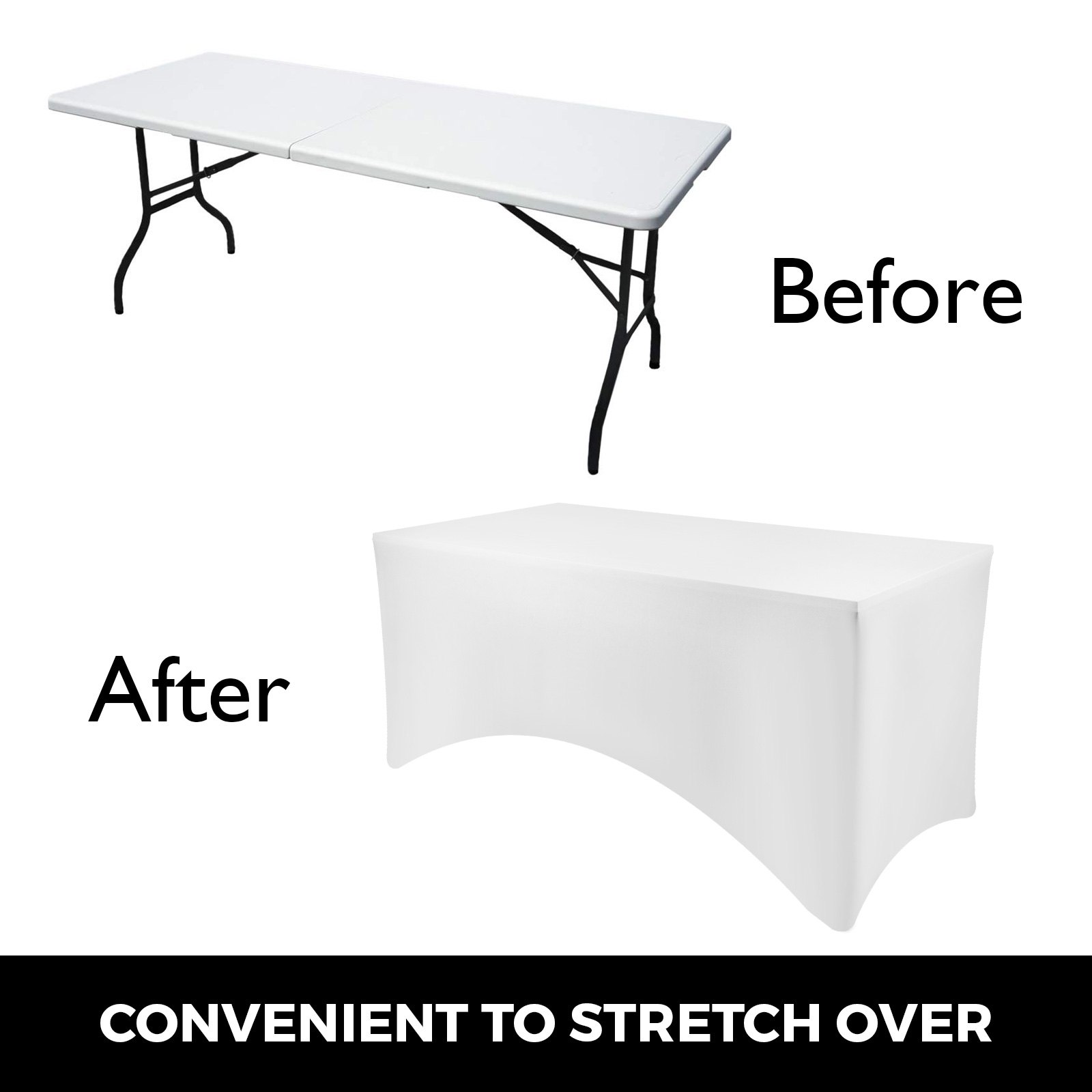 20 Stücke 6ft Stretch Tischdecke Tischhusse Weiß Tischüberzug Langlebig