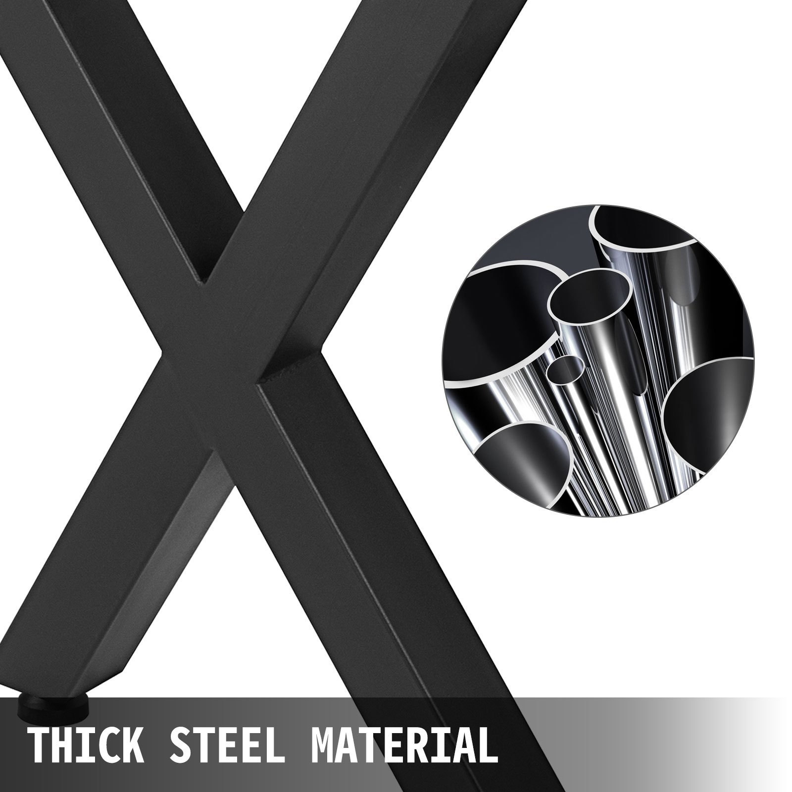 VEVOR Tischbeine Tischgestell Metall 720x790mm Edelstahl Tischkufen Schwarz einfache Montage Tischbeine Metall schwarz