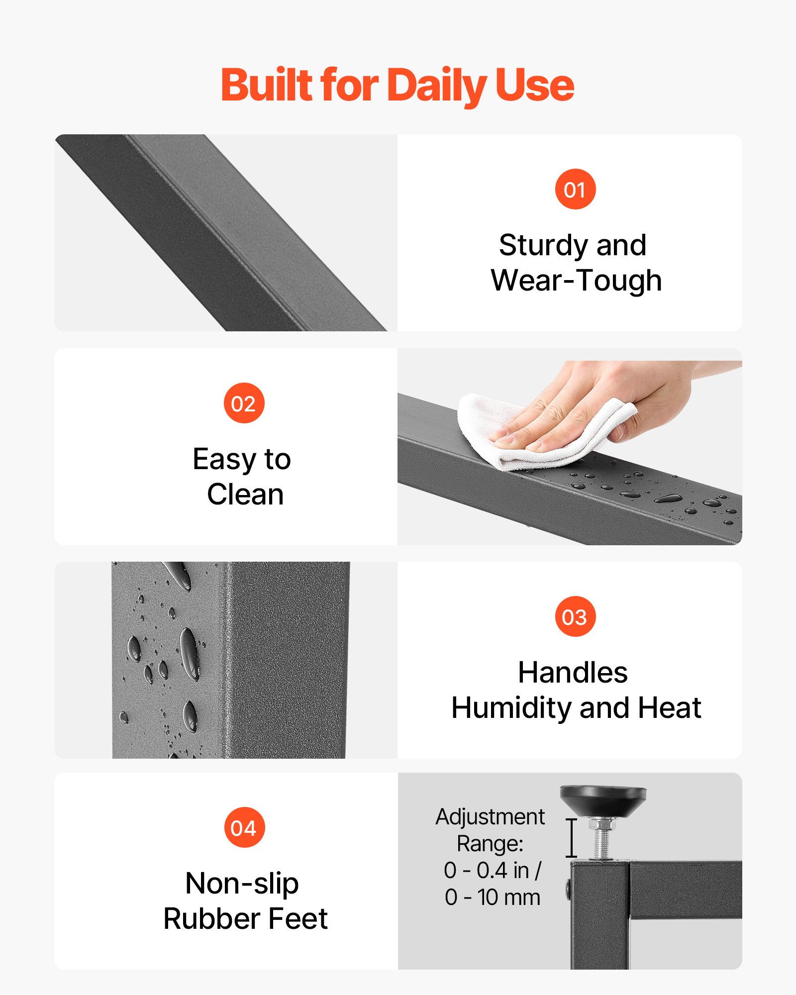 VEVOR Tischkufen aus Vierkantprofilen 2er-Set 750x900 mm, Tischuntergestell max. 1000 kg, Tischbeine, Möbelfüße, Tischgestell, Tischfüße für Schreibtische, Couchtisch, Esstische, Schwarz