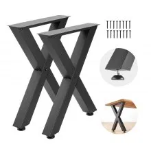 VEVOR Tischkufen 2er-Set 600x750 mm, X-Förmige Tischuntergestell 1000 kg, Tischbeine Kohlenstoffstahl, Möbelfüße, Tischgestell, Tischfüße für Schreibtische, Couchtische, Esstische, Schwarz