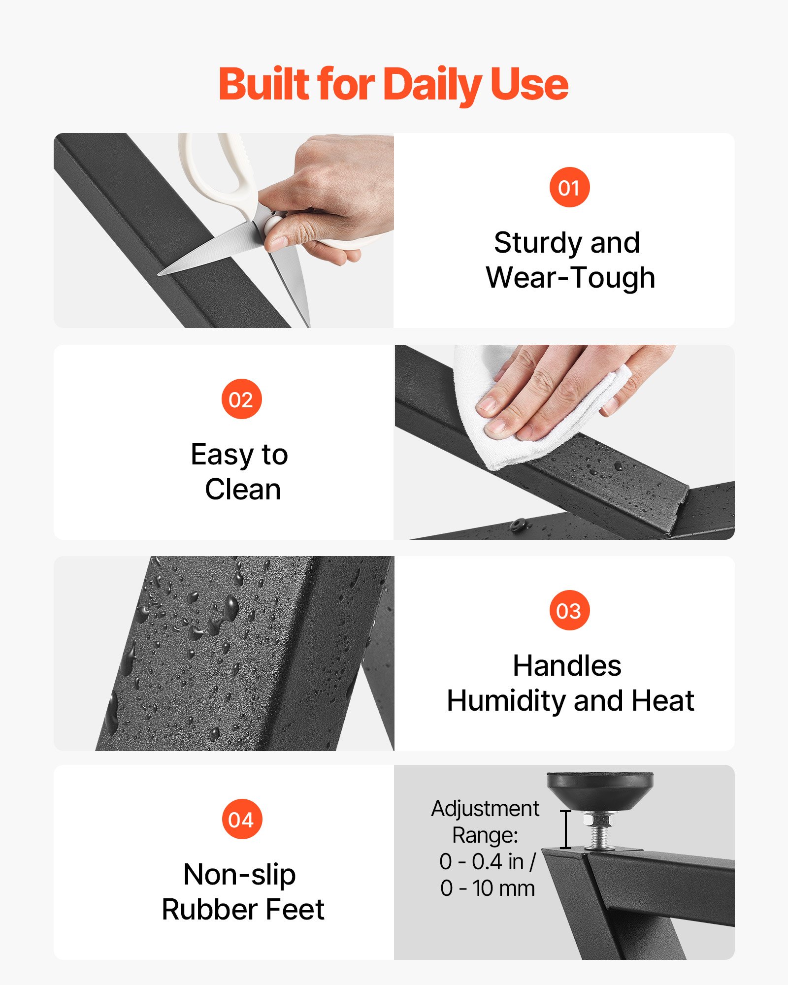 VEVOR Tischkufen 2er-Set 472x740 mm, Z-förmige Tischuntergestell 1000 kg, Tischbeine Kohlenstoffstahl, Möbelfüße, Tischgestell, Tischfüße für Schreibtische, Couchtische, Esstische, Schwarz