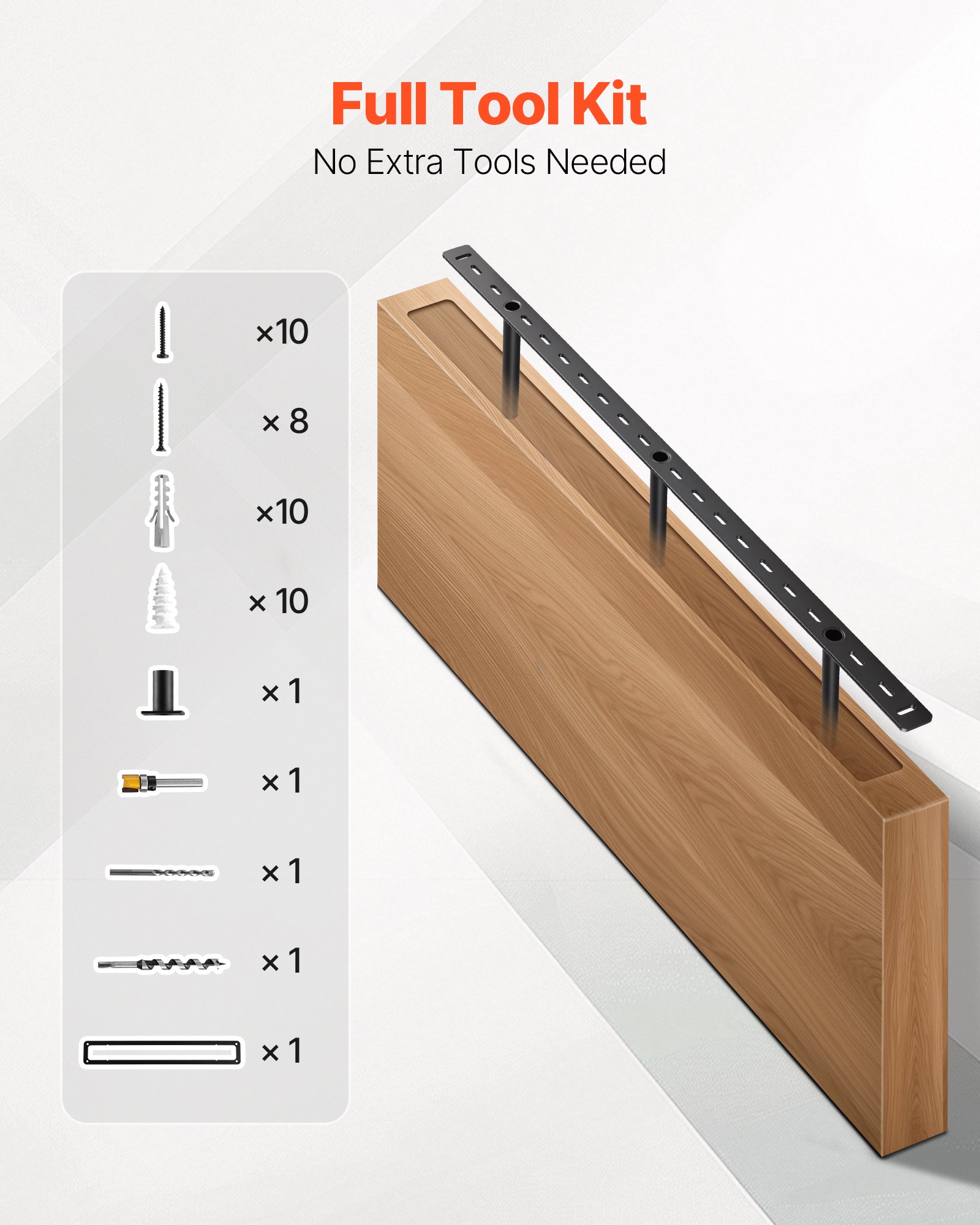 VEVOR Shelf Bracket, 1 pc., Heavy Duty Shelf Bracket 86 kg Load Capacity, Shelf Support 863.6x157.4x38.1 mm, for Concealed Shelves, Invisible Bracket for Floating Shelves for Wall Mounting