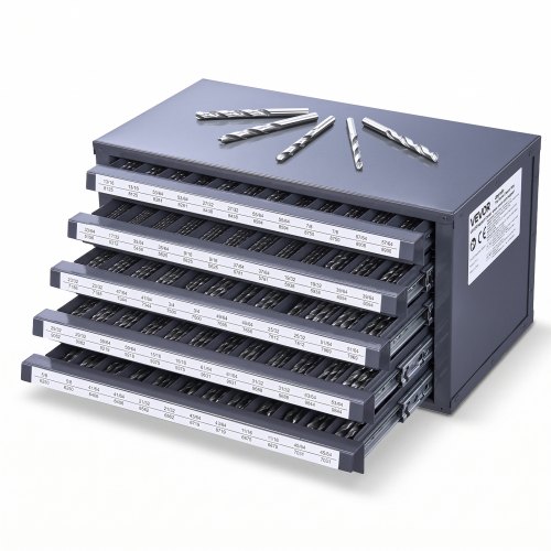 VEVOR Bohrer-Spender-Schrank, Bohrer-Organizer-Schrank mit fünf Schubladen für 13,1 mm bis 25 mm Stahl-Bohrer-Spender-Organizer-Schrank mit Etiketten, Stapelbarer Bohrer-Spender Aufbewahrung