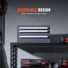 VEVOR Bohrer-Spender-Schrank, Bohrer-Organizer-Schrank mit drei Schubladen für 1/16 bis 1/2 Zoll, Stahl-Bohrer-Spender-Organizer-Schrank mit Etiketten, Stapelbarer Bohrer-Spender für Aufbewahrung