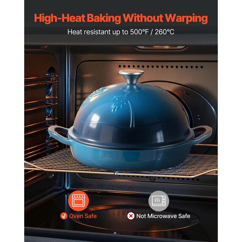 VEVOR Schmortopf aus emailliertem Gusseisen, 4,73 L Dutch Oven zum Backen von Sauerteigbrot, robuster Kochtopf mit Deckel & 2 Griffen, geeignet bis 260 °C, Brottopf zum Kochen und Braten