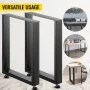 BuoQua Table Legs, Black Powder-Coated, 600 mm x 720 mm, Metal Table Legs with 1000 kg Load Capacity, Square Table Legs, Table Frame with Pre-Drilled Holes, for Coffee Tables and Sofas