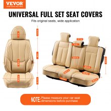 VEVOR universelle Autositzbezüge, Vorder- und Rücksitz, 13-teiliger Kunstleder-Sitzbezug, vollständig geschlossenes Design, abnehmbare Kopfstütze & Airbag-kompatibel, für die meisten Lastwagen Beige