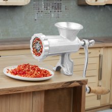 VEVOR Fleischwolf Manuell 5 / 8 mm Schneidplatten, Fleischwolf Küchenhelfer inkl. 3 Wurstfüllrohre & Schubstange Fleischmaschine Fleischwolf Hackfleisch Wurstfüller Leicht zu reinigen Fleischwolf
