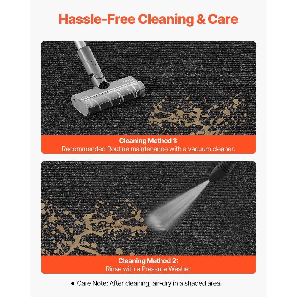 VEVOR Schmutzfangmatte, 1829x1219 mm, Fußmatte für Innen & Außen, Sauberlaufmatte mit PVC-Rückseite, Türmatte, waschbarer Eingangsteppich für Flur, Balkon, Garage, gestreift, Grau