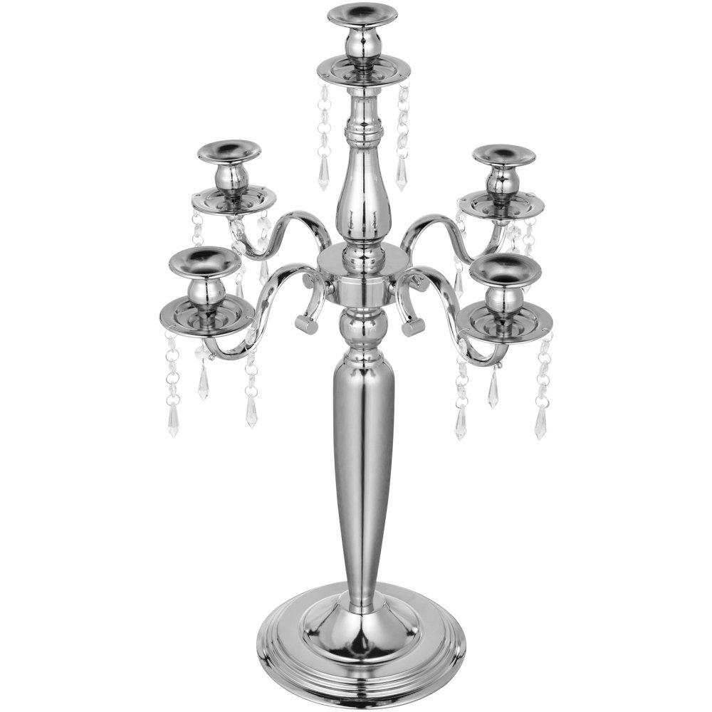 Kerzenständer 5-armig Kerzenleuchter 64 Cm Silber Metall Kandelaber
