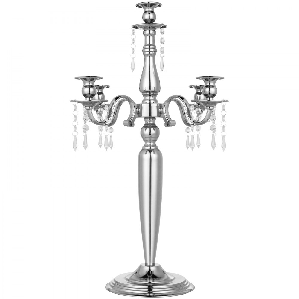 Kerzenständer 5-armig Kerzenleuchter 64 Cm Silber Metall Kandelaber