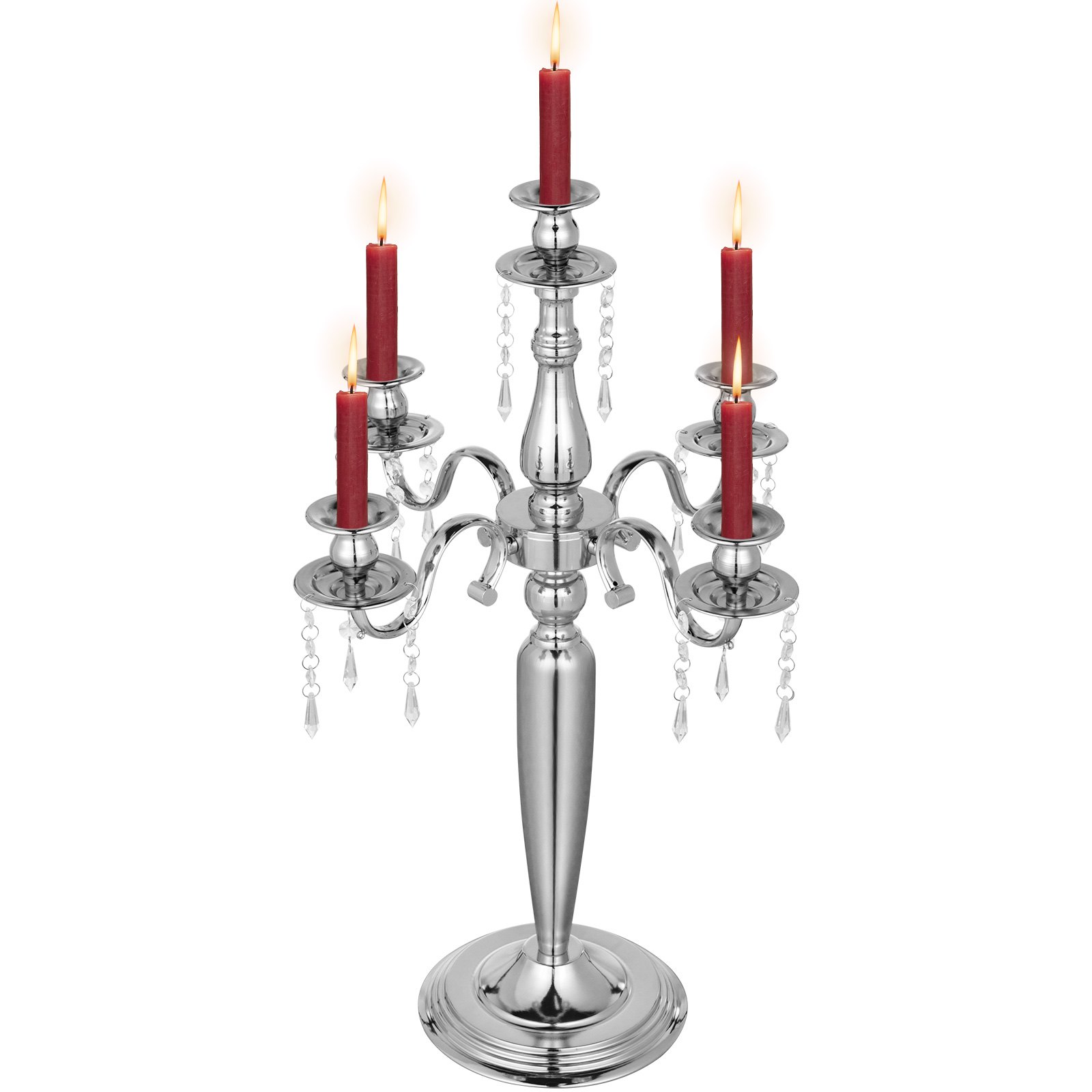 Kerzenständer 5-armig Kerzenleuchter 64 Cm Silber Metall Kandelaber