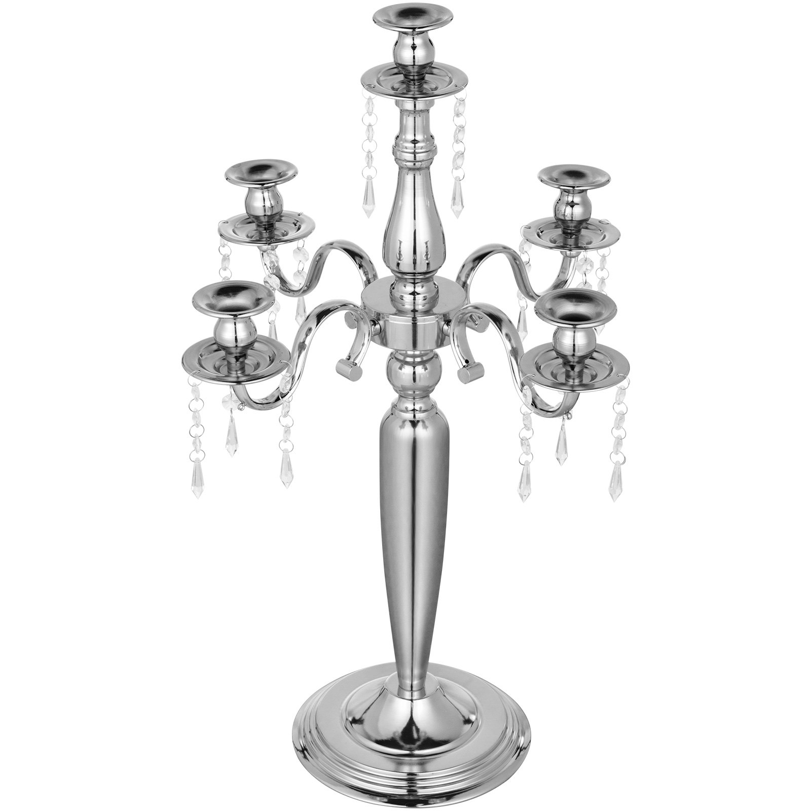 Kerzenständer 5-armig Kerzenleuchter 64 Cm Silber Metall Kandelaber