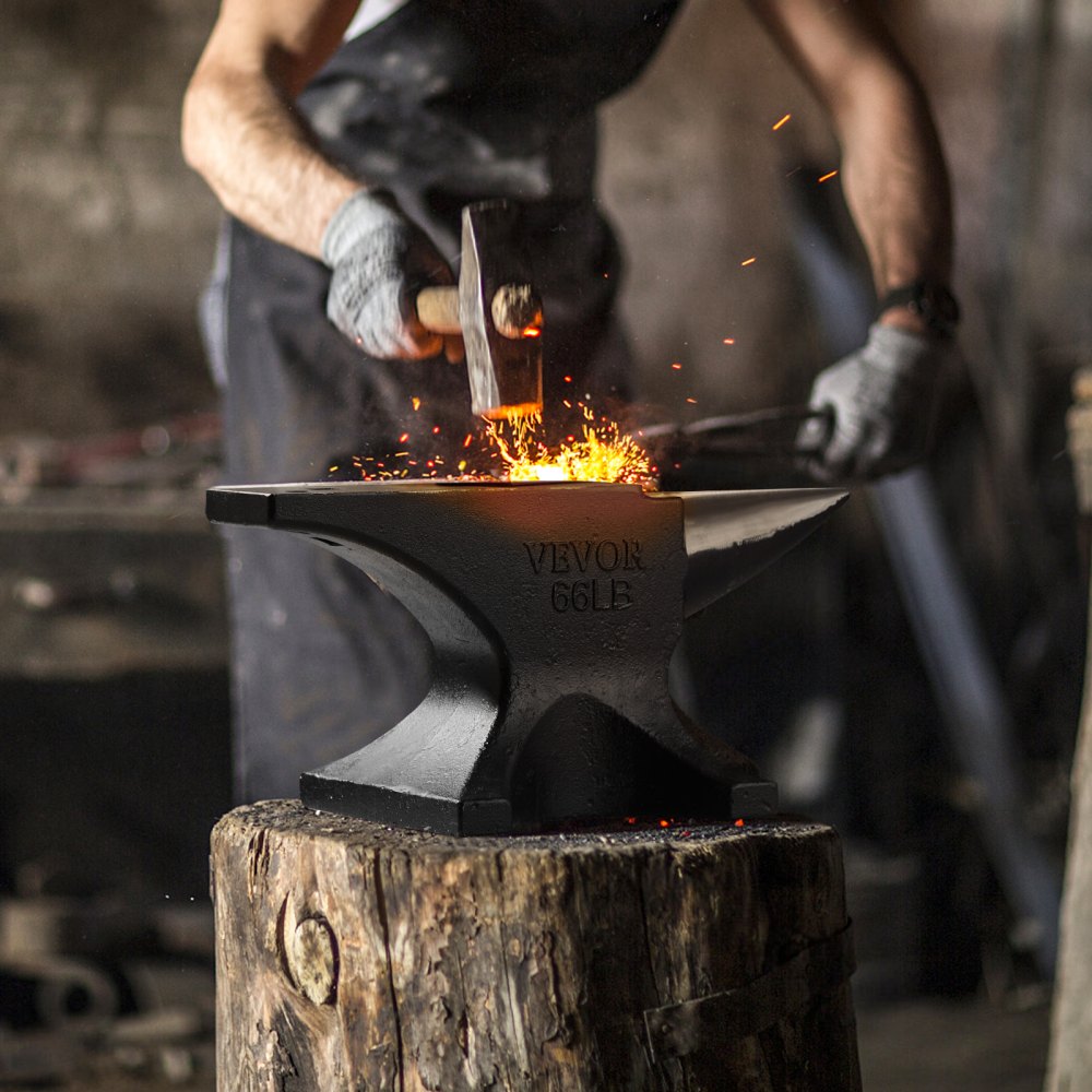 VEVOR Amboss Einzelner Hornamboss 30kg Stahlamboss Geschmiedeter Amboss Robuster Hornamboss Schmied Juweliere Metallschmied Schmiedewerkzeug Geeignet für Nieten, Abflachen, Schmieden und Formen