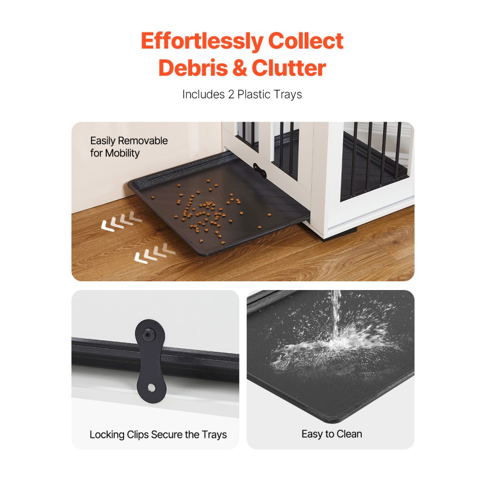 VEVOR Hundekäfig Möbel für 2 Hunde, 1800x600x861mm, Doppel-Hundebox-Möbel mit doppelten Schiebetüren, Hundebox-TV-Ständer, Stahlrahmen, Doppel-Hundebox für kleine, mittelgroße & große Hunde, weiß