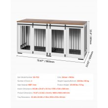 VEVOR Hundekäfig Möbel Beistelltisch Hundebox Hundehaus 1800x600x861mm 90kg