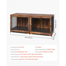 VEVOR Hundekäfig Möbel Beistelltisch Hundebox Hundehaus 1901x670x824mm 135kg