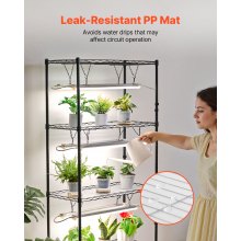 VEVOR DIY-Pflanzenregal mit Wachstumslichtern, Pflanzenständer mit Rädern, 192 W 5000 K Vollspektrum-Lichter, Pflanzenregal aus Metall, Blumenregal für Samenanzucht, 750x350x1800mm