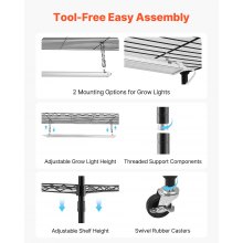 VEVOR Pflanzenregal mit Wachstumslicht, 6-stufiger Pflanzenständer mit Rädern und 4/9/14-Stunden-Timer, 150 W 3-Farben-Vollspektrum-Lichter, Blumenregal für die Samenanzucht, 75x35x180 cm