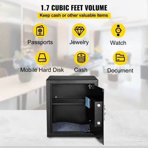 WASJOYE Biometrischer Tresor 66L - Fingerabdruck & Digital Mit Feuerfest