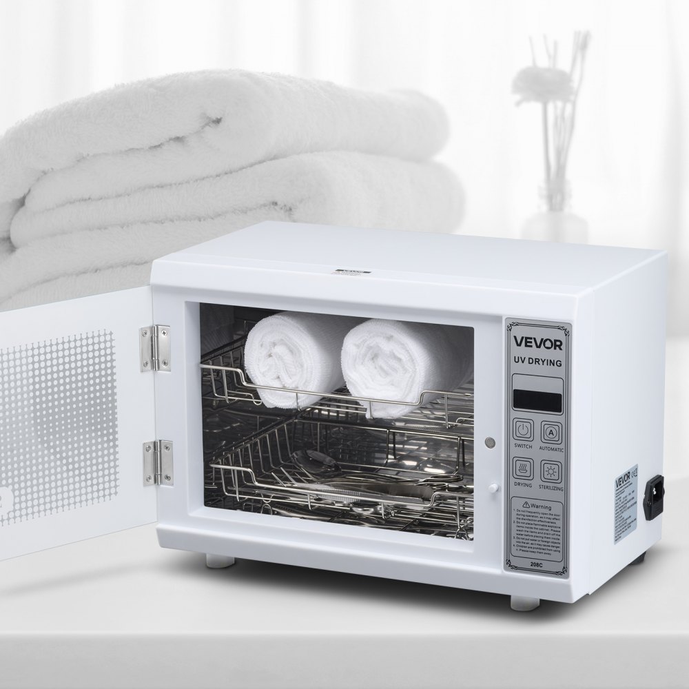 VEVOR UV Sterilisator Nagelwerkzeug-Reinigungsmaschine (12 L / 160 W) multifunktionale Nagelreiniger Sterilisator mit Timer-Einstellung, Reinigungskabinett mit Tür aus gehärtetem Glas, für Labore