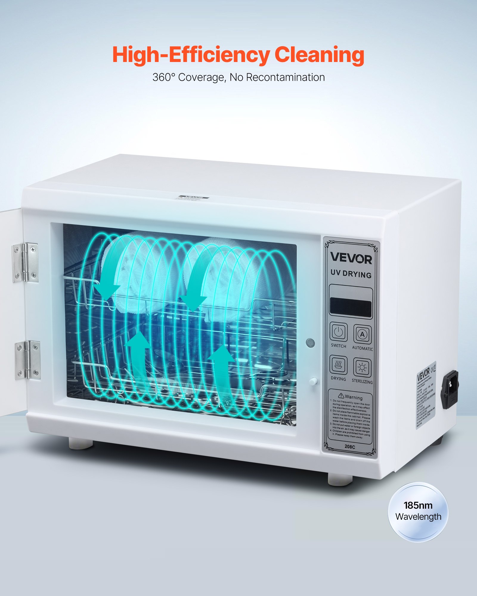 VEVOR UV Sterilisator Nagelwerkzeug-Reinigungsmaschine (12 L / 160 W) multifunktionale Nagelreiniger Sterilisator mit Timer-Einstellung, Reinigungskabinett mit Tür aus gehärtetem Glas, für Labore