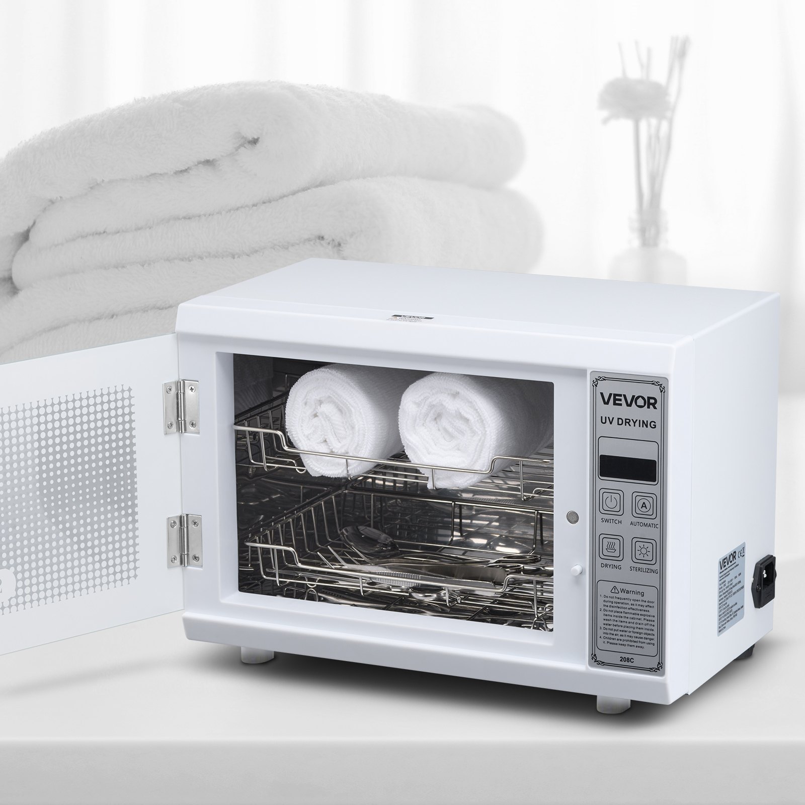 VEVOR UV Sterilisator Nagelwerkzeug-Reinigungsmaschine (12 L / 160 W) multifunktionale Nagelreiniger Sterilisator mit Timer-Einstellung, Reinigungskabinett mit Tür aus gehärtetem Glas, für Labore