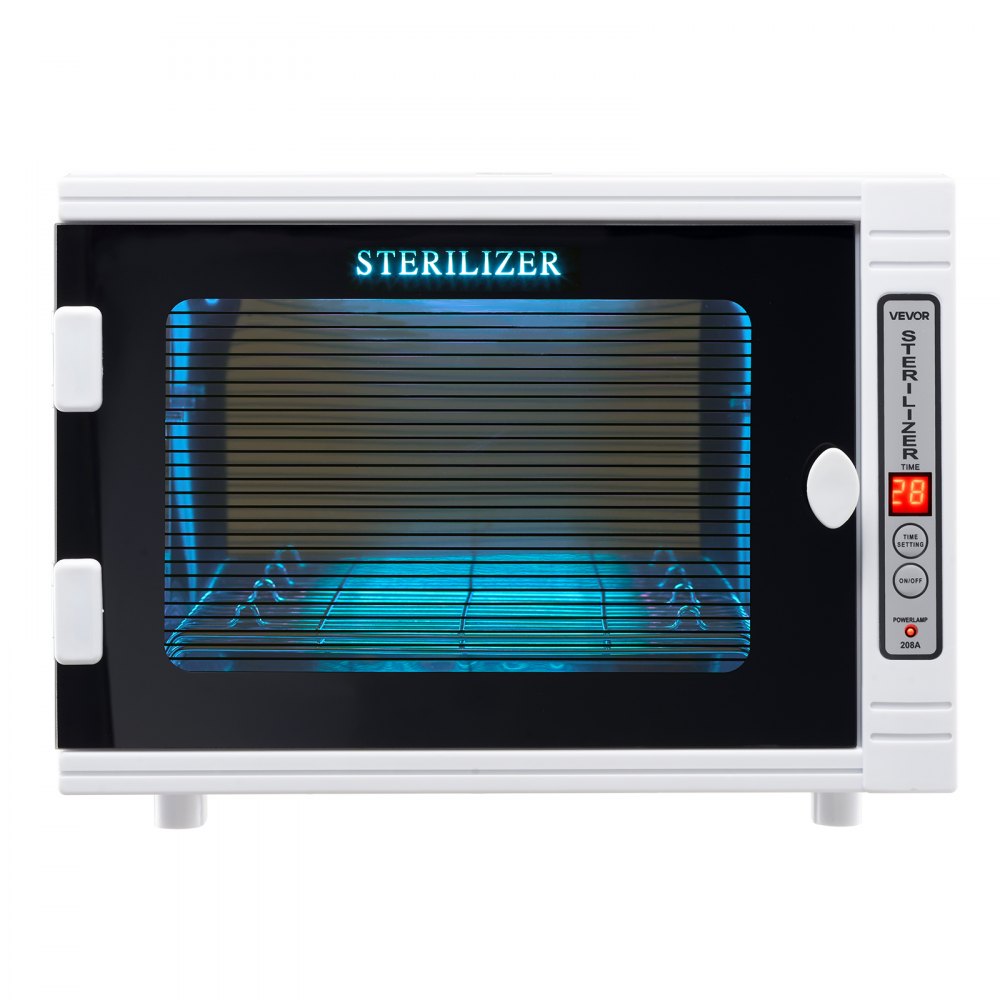VEVOR UV Sterilisator Nagelwerkzeug-Reinigungsmaschine (12 L / 5 W) multifunktionale Nagelreiniger Sterilisator mit Timer-Einstellung, Reinigungskabinett mit Tür aus gehärtetem Glas, für Labore