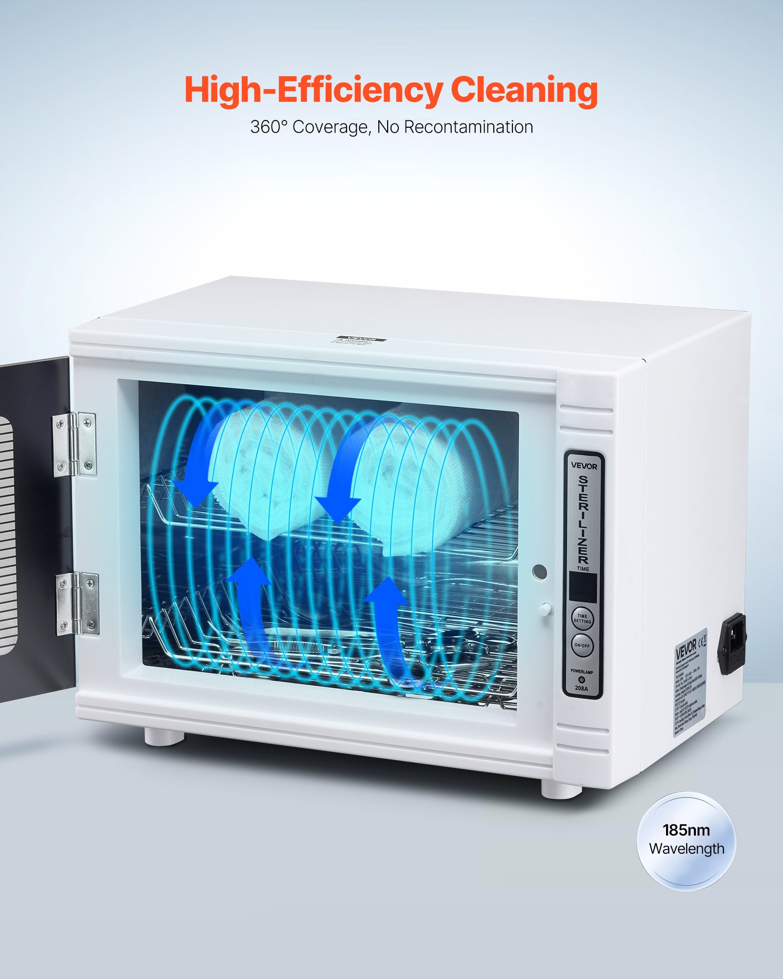 VEVOR UV Sterilisator Nagelwerkzeug-Reinigungsmaschine (12 L / 5 W) multifunktionale Nagelreiniger Sterilisator mit Timer-Einstellung, Reinigungskabinett mit Tür aus gehärtetem Glas, für Labore