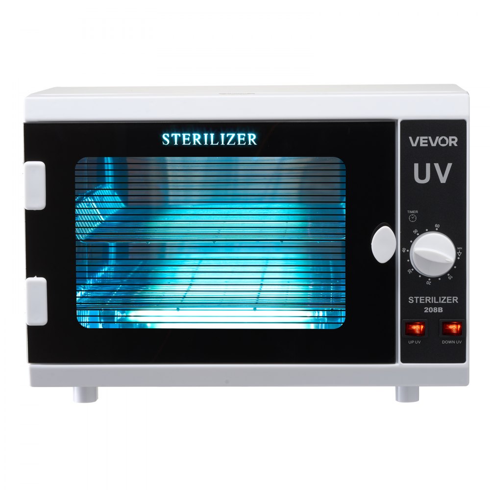 VEVOR UV Sterilisator Nagelwerkzeug-Reinigungsmaschine (12 L / 12 W) multifunktionale Nagelreiniger Sterilisator mit Timer-Einstellung & Knopfsteuerung Reinigungskabinett mit Tür aus gehärtetem Glas