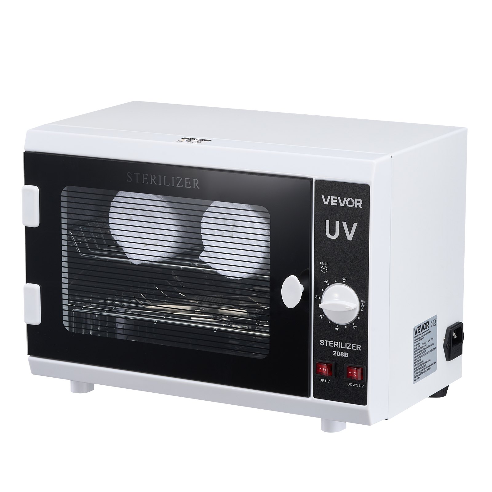VEVOR UV Sterilisator Nagelwerkzeug-Reinigungsmaschine (12 L / 12 W) multifunktionale Nagelreiniger Sterilisator mit Timer-Einstellung & Knopfsteuerung Reinigungskabinett mit Tür aus gehärtetem Glas