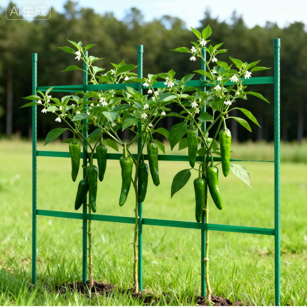 VEVOR Rankhilfe, 50er-Pack, Pflanzstab ⌀11x1170 mm, kunststoffbeschichtete Metall-Tomatenstäbe, Pflanzenstütze mit spitzem Ende & rutschfesten Noppen für den Anbau von Kletterpflanzen & Gemüse