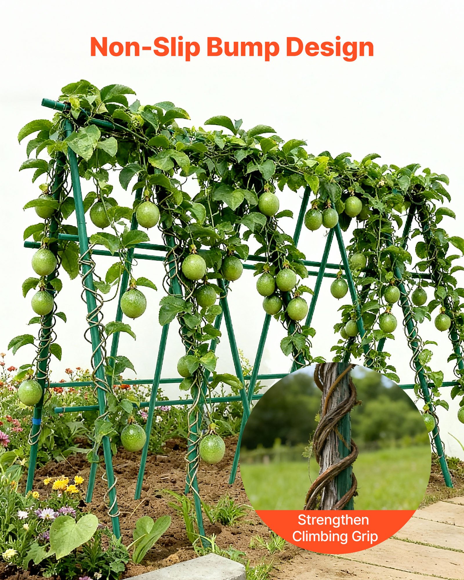 VEVOR Rankhilfe, 25er-Pack, Pflanzstab ⌀11x2100 mm, kunststoffbeschichtete Metall-Tomatenstäbe, Pflanzenstütze mit spitzem Ende & rutschfesten Noppen für den Anbau von Kletterpflanzen & Gemüse