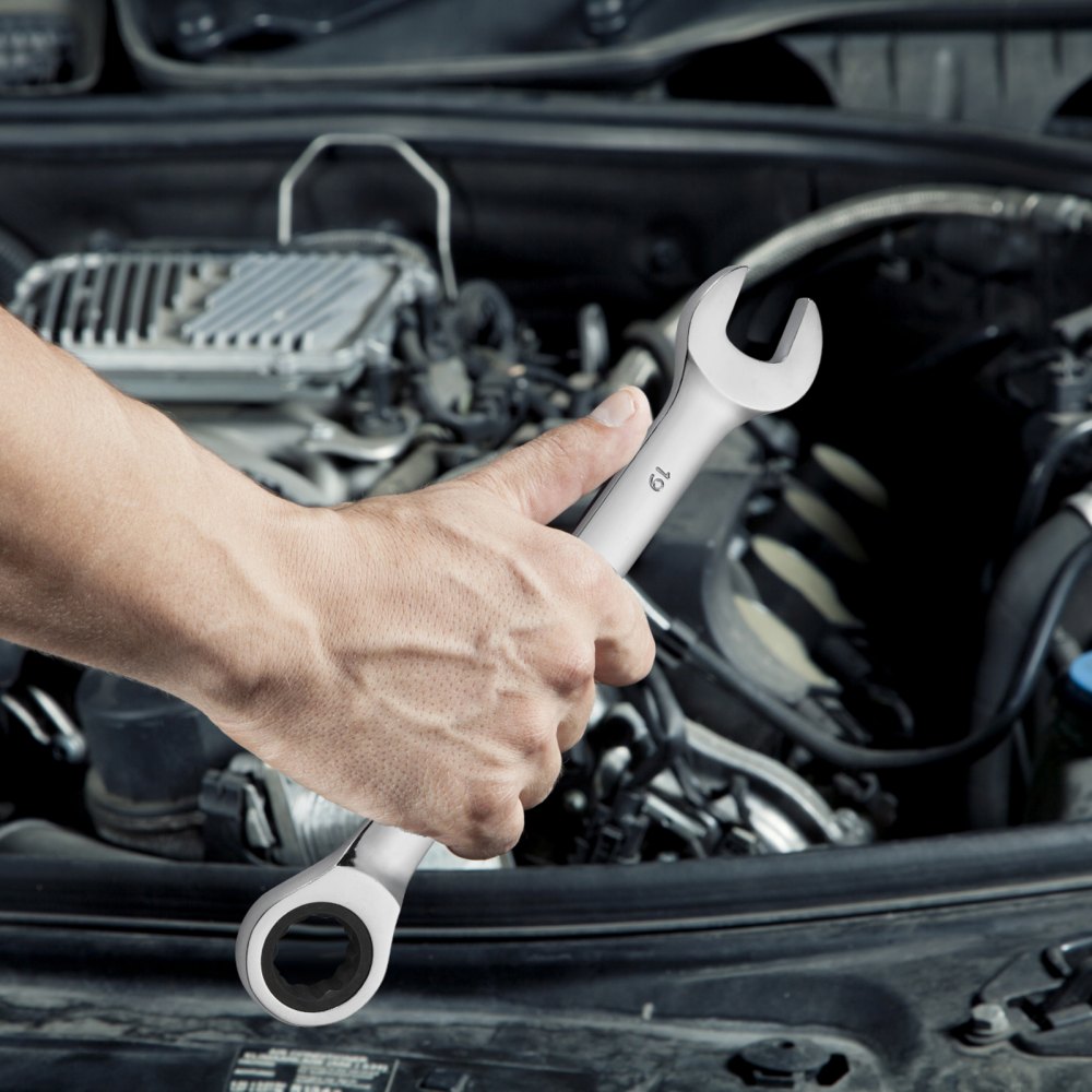 VEVOR Ringmaulschlüsselsatz 16-teiliger Ratschenschlüsselsatz mit Organizer-Rack, Cr-V-Stahl-Schlüsselsatz metrisch 8 mm bis 24 mm, ideal für Haushalt Garage Werkstatt Autoreparaturen Notfälle