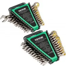 VEVOR Schlüsselsatz 24-teiliger Ratschenschlüsselsatz mit Organizer-Rack, Cr-V-Stahl-Schlüsselsatz SAE 1/4 Zoll bis 7/8 Zoll, metrisch 8 mm bis 19 mm, ideal für Haushalt Autoreparaturen Werkstatt