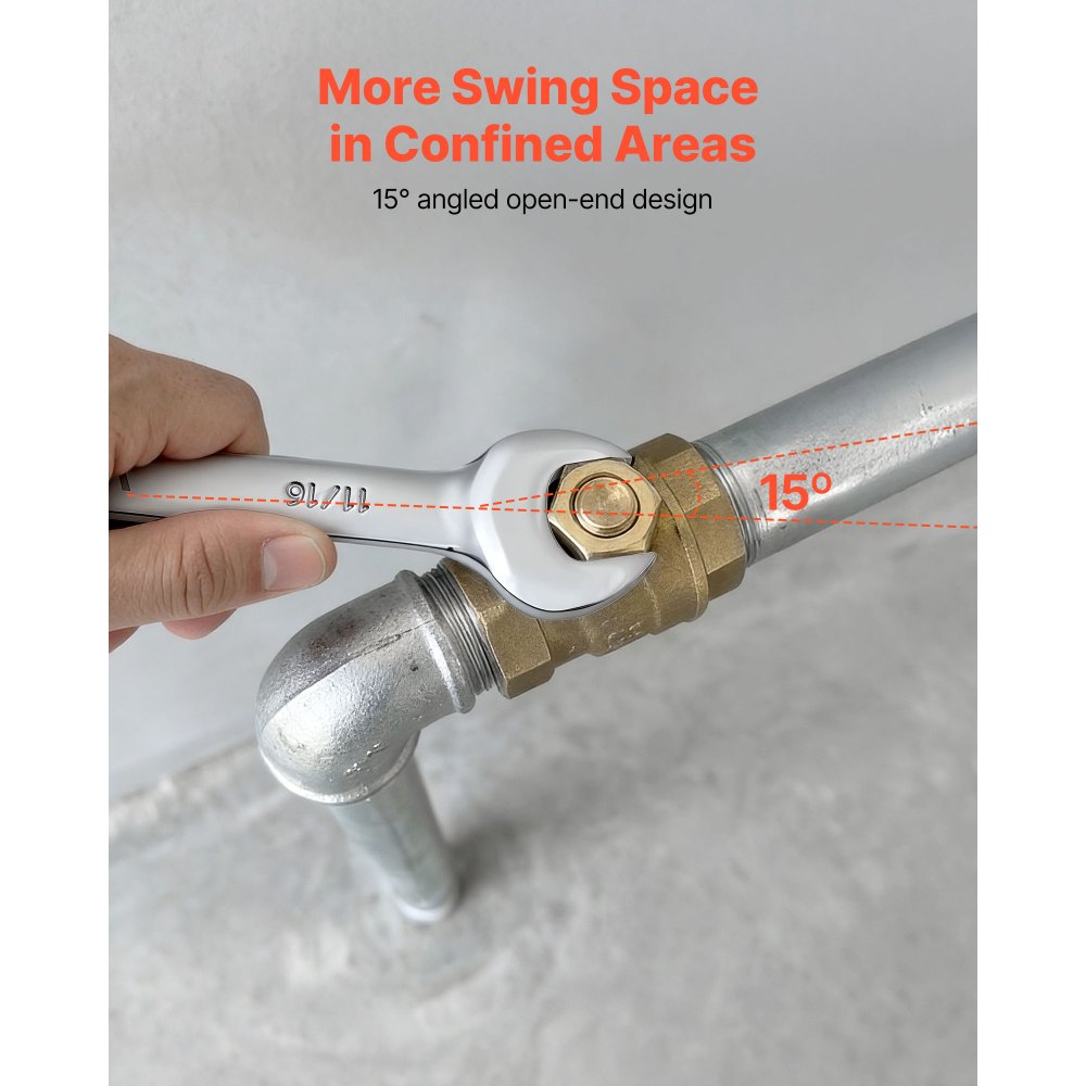 VEVOR Maulschlüsselset 32-tlg. (SAE & Metrisch), Gabelschlüsselsatz (12-Kant) Schraubenschlüsselset mit Rolltasche, Ringmaulschlüsselset aus Kohlenstoffstahl, für Allgemeine Kfz-Reparaturen