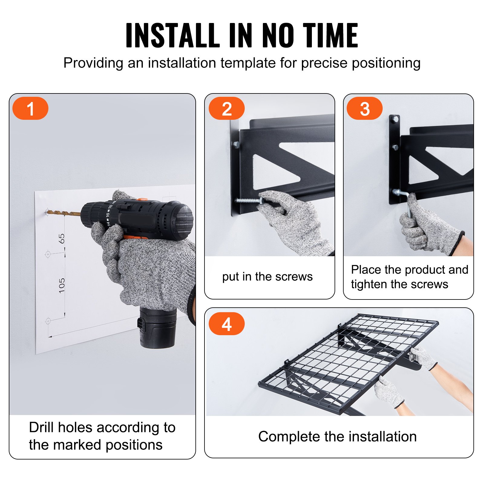 VEVOR 2 Stück 3 x 2 Fuß Garagenregale zur Wandmontage, robuste Regale
