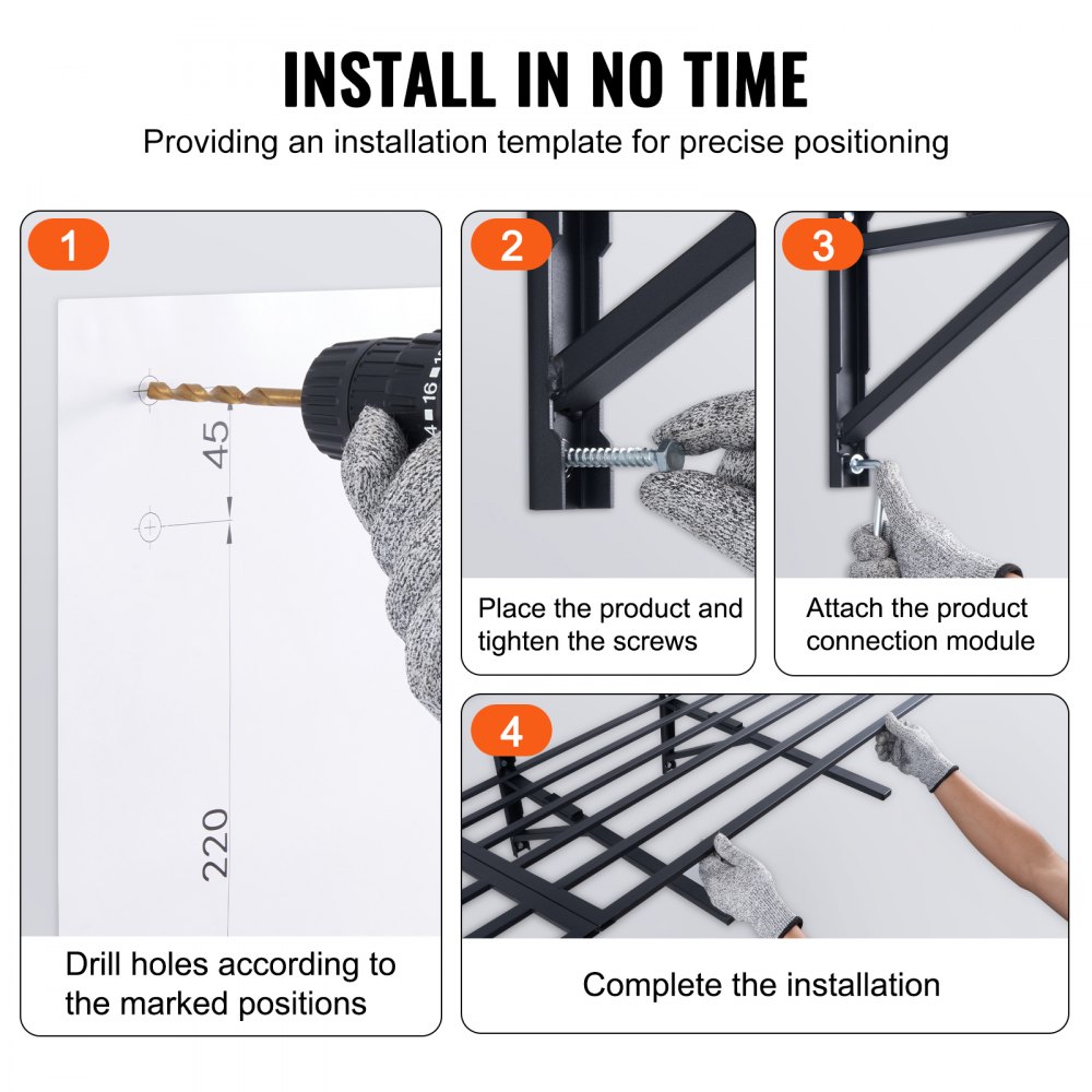 VEVOR 2-piece garage shelving set, 1830 x 630 x 305 mm, tool storage, 363 kg per layer, wall-mounted tool holder, 183 x 61 cm shelf area, storage shelves, metal shelf, tool organizer, wall shelves