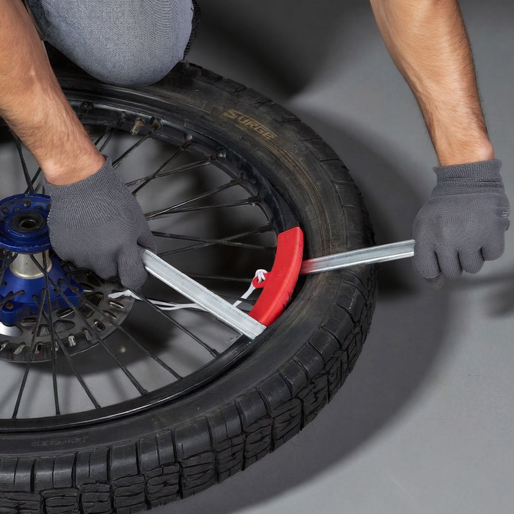 VEVOR Reifenmontiergerät Manueller Reifenwechsler Set Geeignet für 16-21 Zoll Reifen 15-25 mm Achsen, 4 Achsadapter 2 Montagehebel für Outdoor & Mobile Reparaturen von Universalen Motorräder Fahrräder