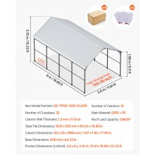 VEVOR Zeltgarage Garagenzelt Carport Unterstand Schuppen Auto 3,6x6x3,15m